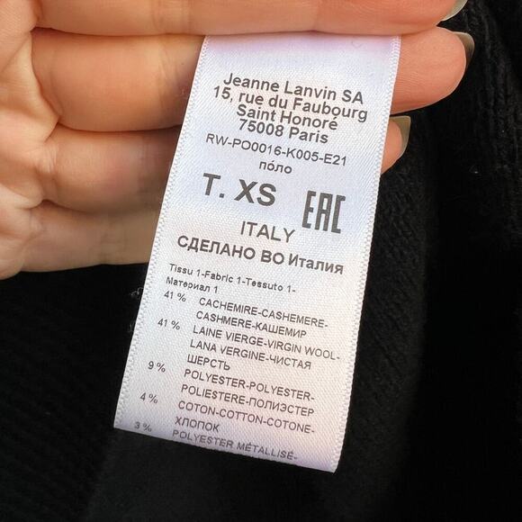 LANVIN Black Metallic Fair Isle Wool Cashmere Sweater Size XS - Picture 6 of 7